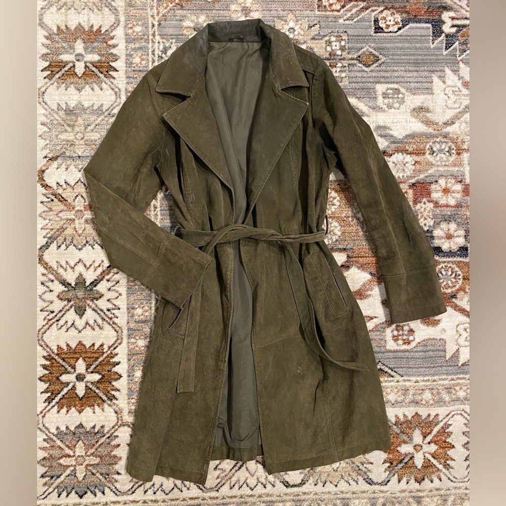 Olive Trenchcoat 100% Pigskin Leather